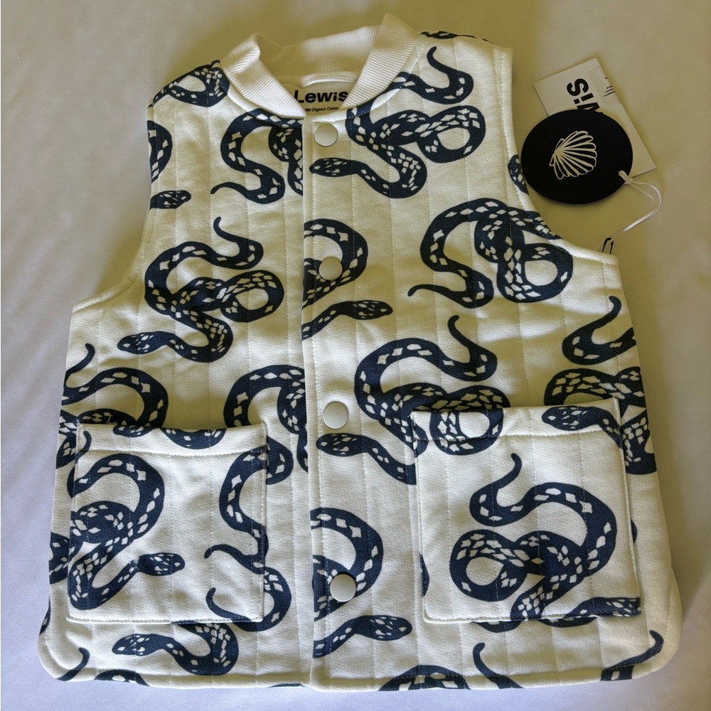 Lewis Kids Snake Print Vest - White and Black